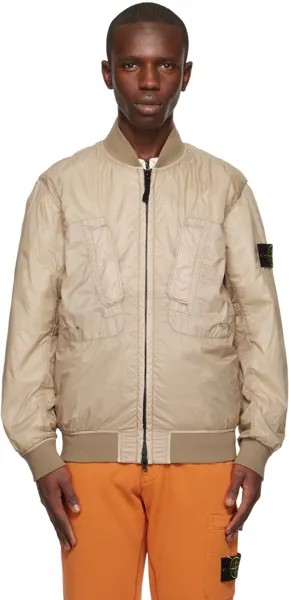 Серо-коричневая куртка-бомбер, окрашенная в готовом виде Stone Island