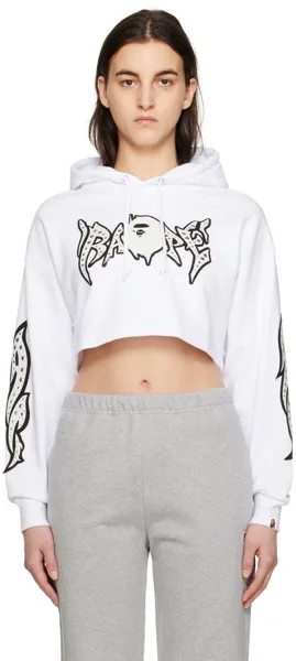 Худи белого цвета с заклепками граффити BAPE