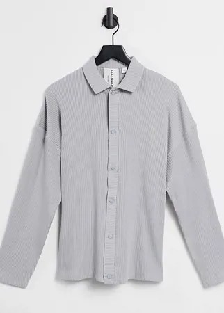 Серая трикотажная рубашка в крупный рубчик от комплекта COLLUSION Unisex-Серый