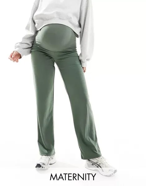Зеленые брюки хаки с завышенной талией Mamalicious Maternity Mama.licious