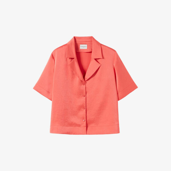 Любопытная атласная рубашка с короткими рукавами Claudie Pierlot, желтый