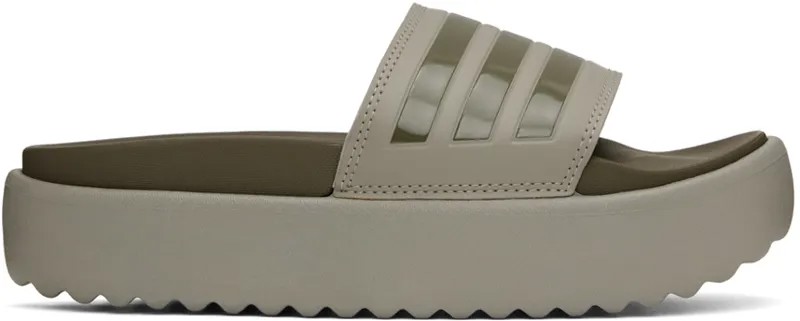 Шлепанцы на платформе цвета хаки Adilette adidas Originals