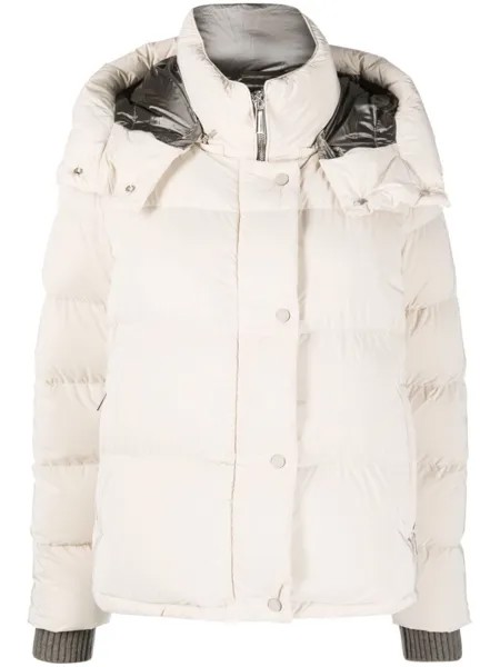Moorer zip-up padded down jacket, нейтральный цвет