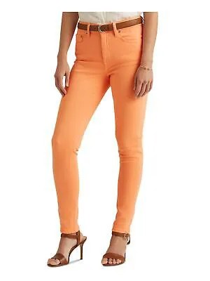 LAUREN RALPH LAUREN Женские оранжевые джинсы скинни с высокой талией на молнии на молнии 12