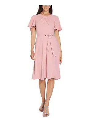 ADRIANNA PAPELL Женское розовое платье длиной до колена с развевающимися рукавами и расклешенным воротником 14