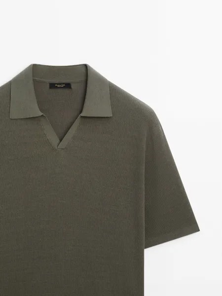 Трикотажная рубашка-поло из смесового хлопка Massimo Dutti, 0-963