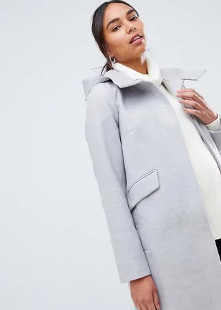 Узкое пальто с капюшоном и молнией ASOS MATERNITY-Серый