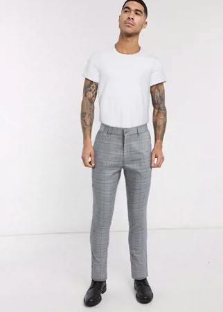 Серые брюки скинни в клетку Burton Menswear-Серый