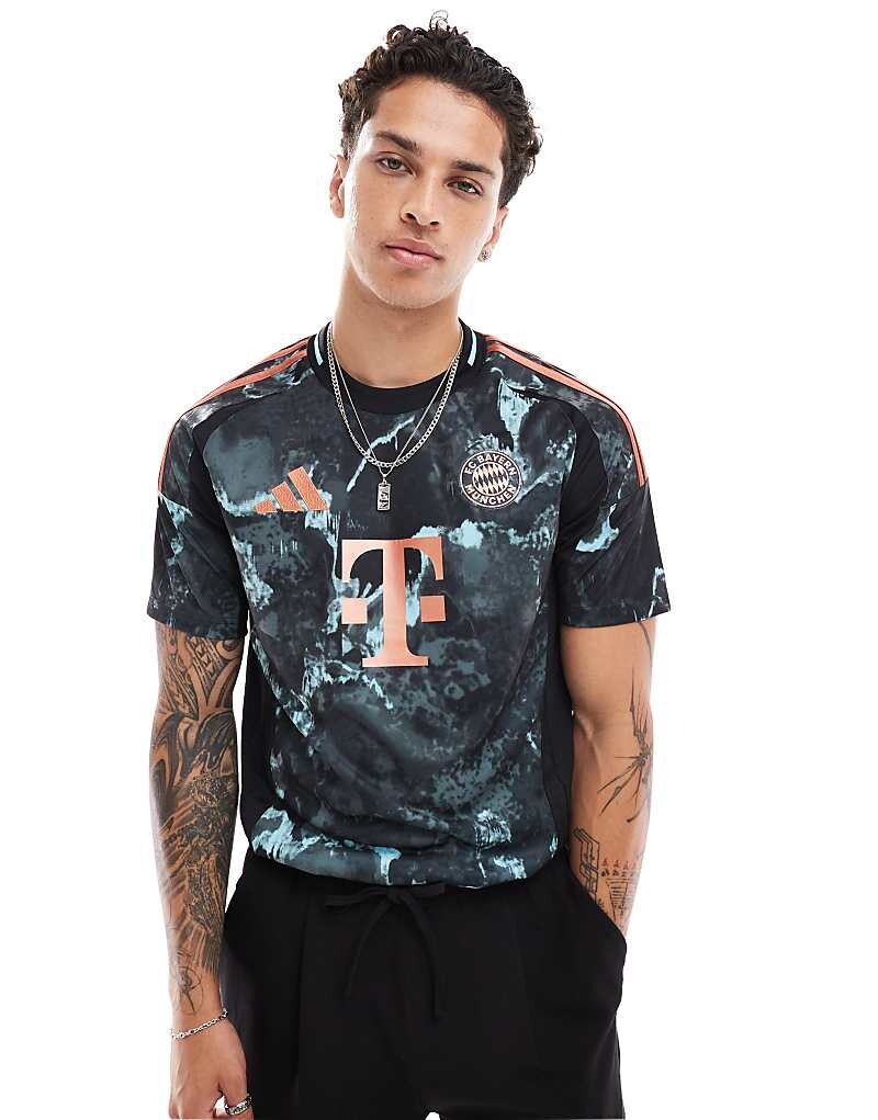 Adidas Football — Бавария Мюнхен, выездная игра 24/25 — черная футбольная рубашка унисекс