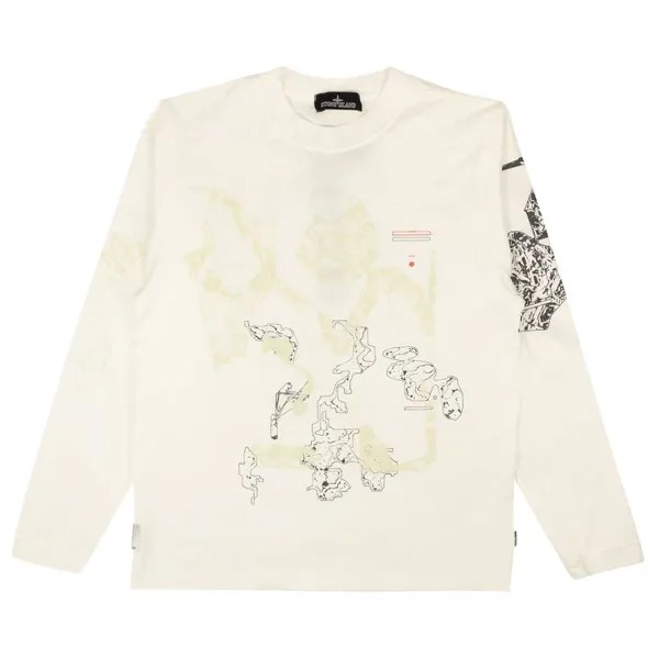 Футболка Stone Island Abstract Print Long-Sleeve 'White', белый