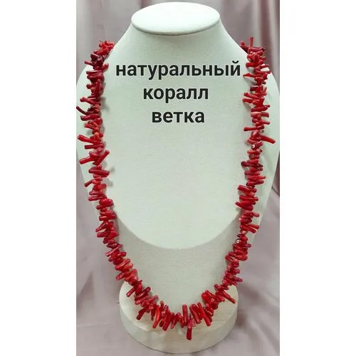 Колье, коралл, длина 80 см, красный