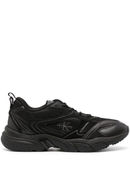 Calvin Klein Jeans logo-patch panelled sneakers, черный
