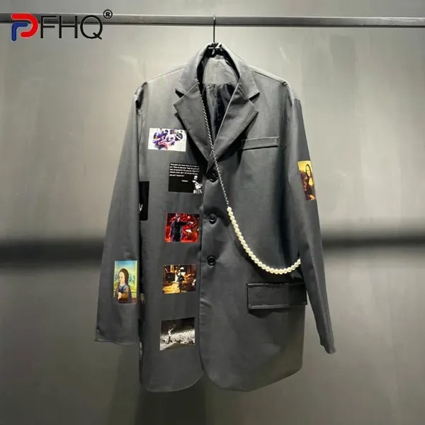 PFHQ, модный мужской костюм в стиле хип-хоп с рисунком в стиле пэчворк, Высококачественная Элегантная стильная куртка, новинка 2023 года, 21F1341