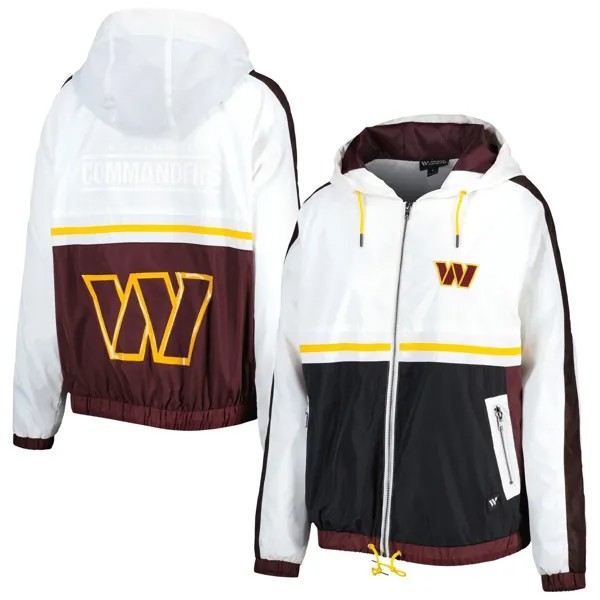 Женская спортивная куртка с молнией во всю длину реглан The Wild Collective белого/бордового цвета Washington Commanders