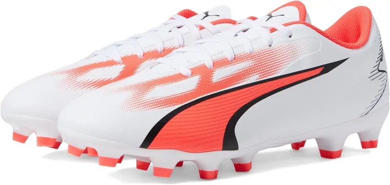 Бутсы Ultra Play Firm Ground/Artificial Ground PUMA, цвет PUMA White/PUMA Black/Fire Orchid