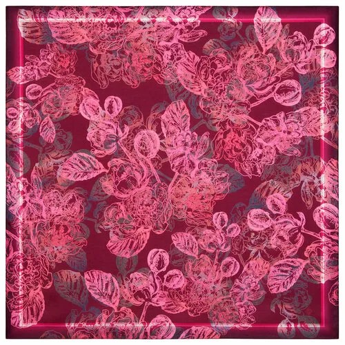Платок Павловопосадская платочная мануфактура,80х80 см, фиолетовый, розовый