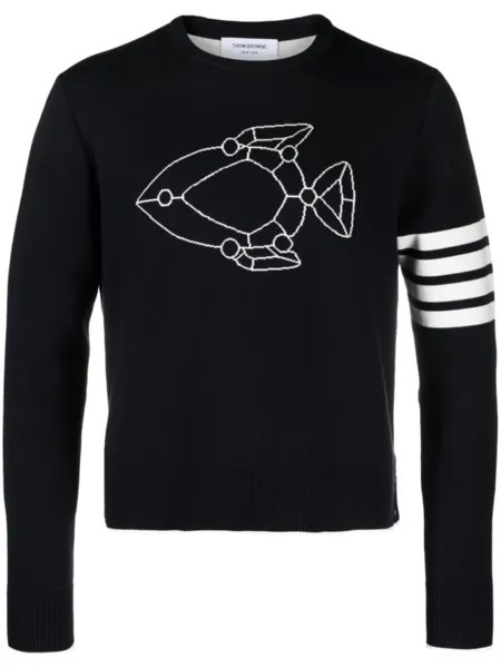 Thom Browne джемпер Fish Icon с жаккардовым узором, синий