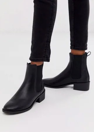 Черные ботинки челси на плоской подошве New Look-Черный