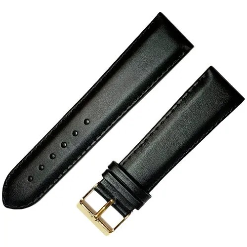 Ремешок 2205-02-1-1 М Classic Черный мужской кожаный ремень для наручных часов из натуральной кожи 22 мм матовый гладкий