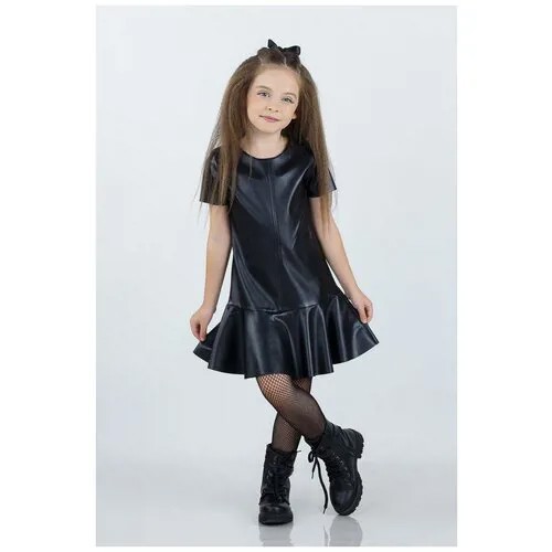 Платье детское Dmb эко-кожа,цвет-чёрный,размер 104 рост