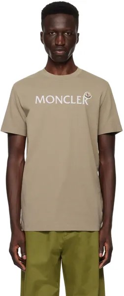 Коричневая футболка с нашивками Moncler