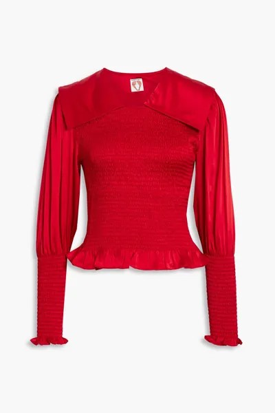 Блузка Vincent из шелкового атласа с оборками и сборками SHRIMPS, красный