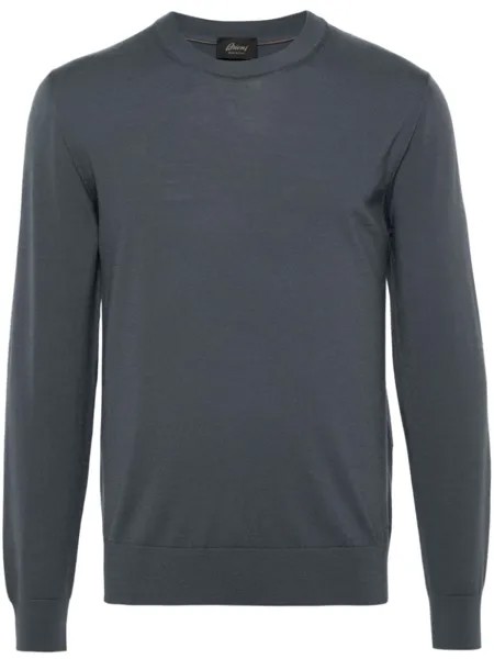 Brioni шерстяной джемпер тонкой вязки, синий