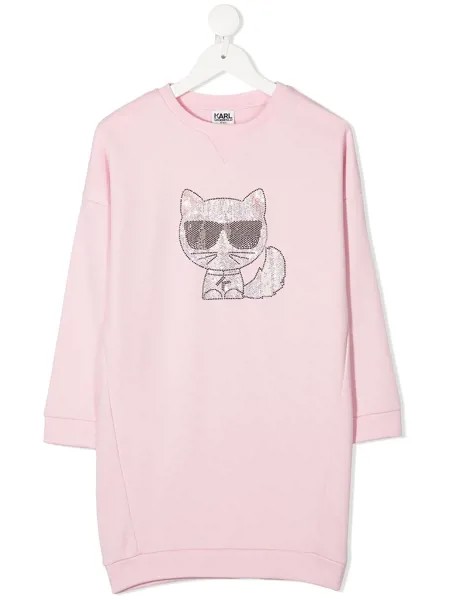 Karl Lagerfeld Kids платье-джемпер со стразами