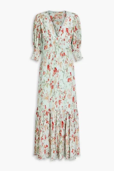 Плиссированное платье макси из крепона с цветочным принтом Bytimo, мятный