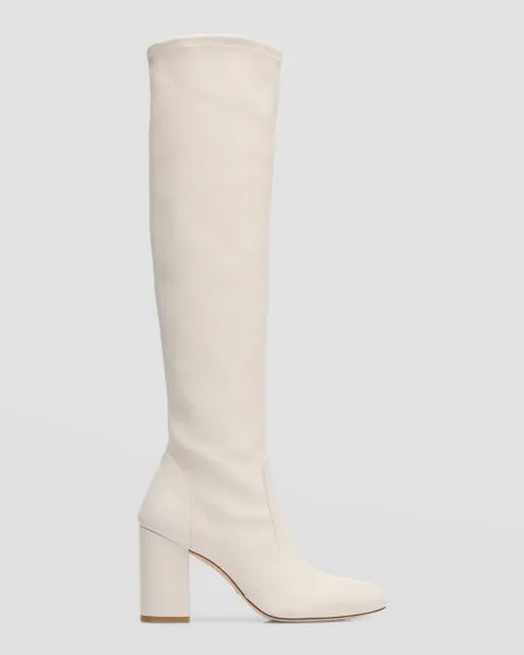 Юлиана Кожаные Сапоги до Колена Stuart Weitzman, цвет Cream