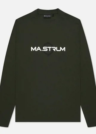 Мужской лонгслив MA.Strum Logo Print, цвет оливковый, размер XXXL