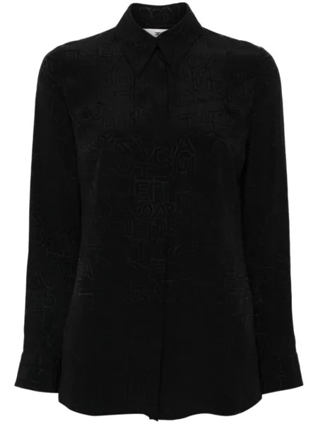 Elisabetta Franchi рубашка с жаккардовым логотипом, черный