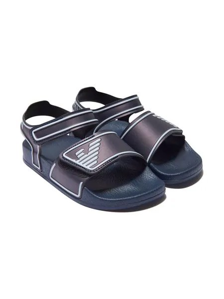 Emporio Armani Kids logo-embossed touch-strap sandals