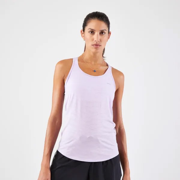 Женская бесшовная футболка без рукавов для бега - KIPRUN Run 500 Comfort лиловый