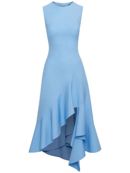 Платье миди с асимметричным подолом Oscar de la Renta, синее