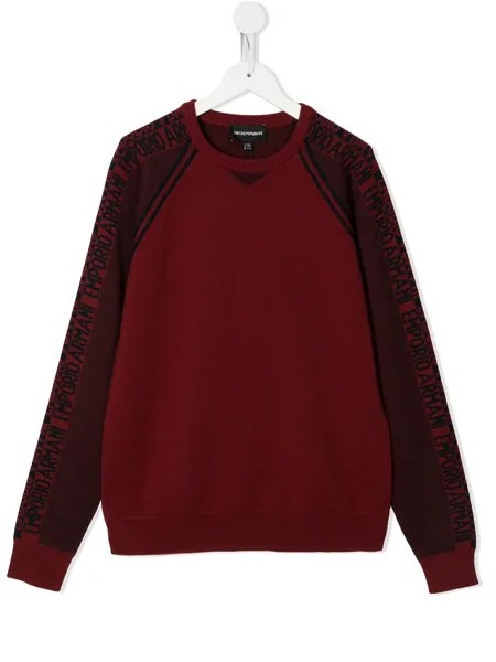 Emporio Armani Kids джемпер в рубчик с логотипом