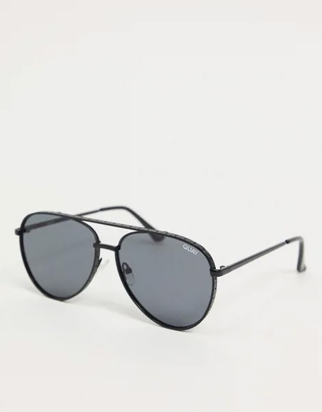 Черные солнцезащитные очки-авиаторы Quay Australia-Черный