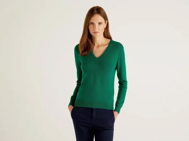 Пуловер женский United Colors of Benetton 21A_1002D4488 зеленый XL