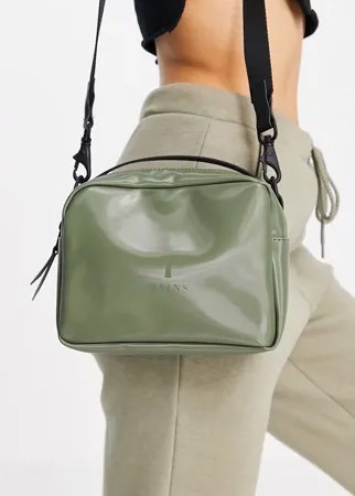 Блестящая прямоугольная сумка оливкового цвета Rains-Зеленый цвет