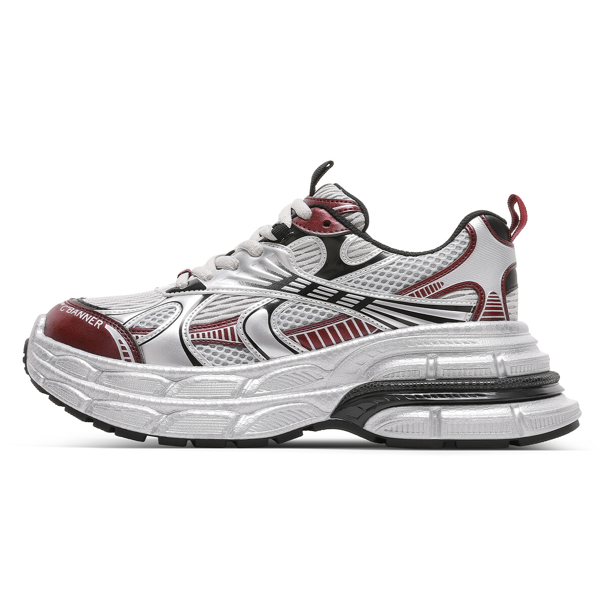 Кроссовки C°BANNER Chunky Sneakers Women's Low-top Silver/Red, красный