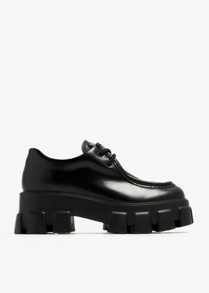 Туфли Prada Monolith Brushed Leather, черный