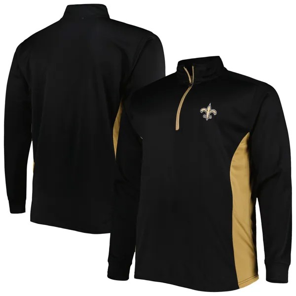 Мужская черная/золотая куртка New Orleans Saints Big & Tall с молнией на четверть