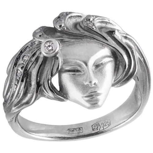 Перстень Альдзена 1001 ночь К-25041, серебро, 925 проба, родирование, фианит, размер 16.5, серебряный, черный