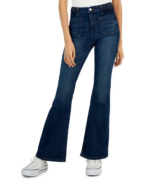 Расклешенные джинсы с накладными карманами и плетеной талией для юниоров Celebrity Pink, синий