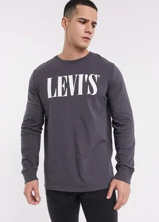 Свободный лонгслив с логотипом в стиле 90-х Levi's-Серый