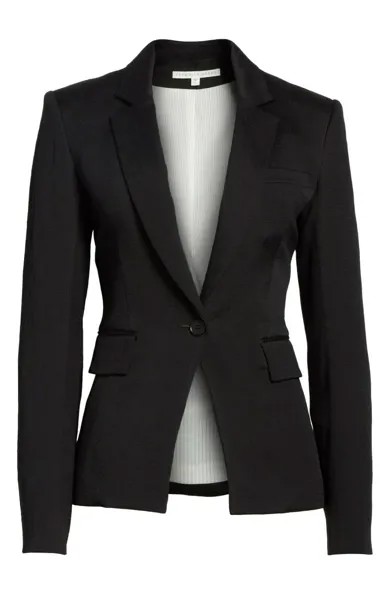 VERONICA BEARD Черный фактурный креповый пиджак BENTLEY со шнуровкой и корсетом сзади 4
