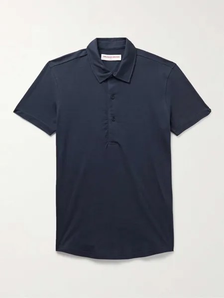 Рубашка-поло Sebastian Slim Fit из хлопкового и шелкового трикотажа ORLEBAR BROWN, нави