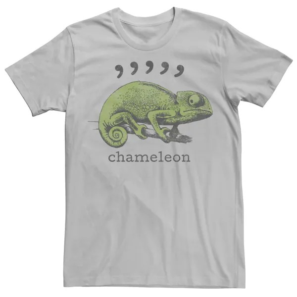 Мужская футболка с портретом Comma Chameleon Licensed Character, серебристый