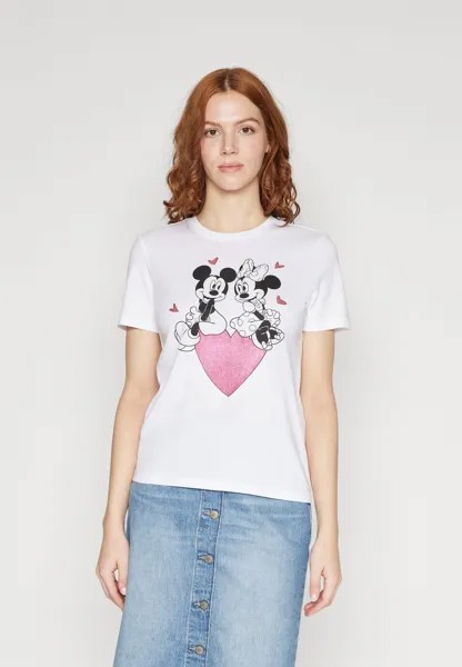 Футболка с принтом ONLMICKEY LIFE VALENTINE TOP ONLY, цвет bright white