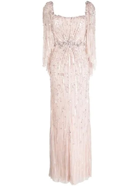Платье Brightstar с цветочной аппликацией Jenny Packham, розовый